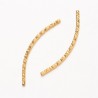 10 perles tubes laiton or 24kt courbées striés 34mm