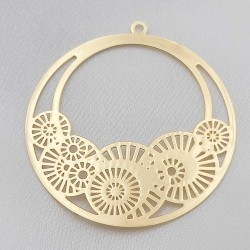 2 Estampes filigrane laiton or 24kt fleur 38mm