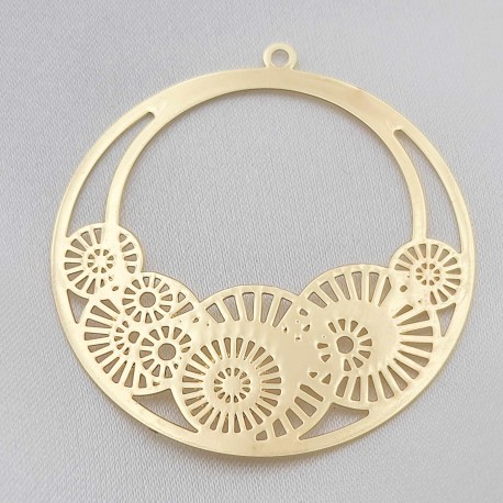 2 Estampes filigrane laiton or 24kt fleur 38mm