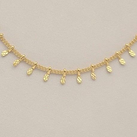 collier chaine feuille 37cm