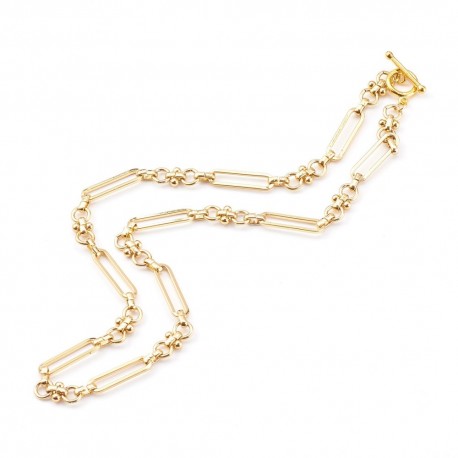 collier chaine trombone laiton 24kt 46.5cm