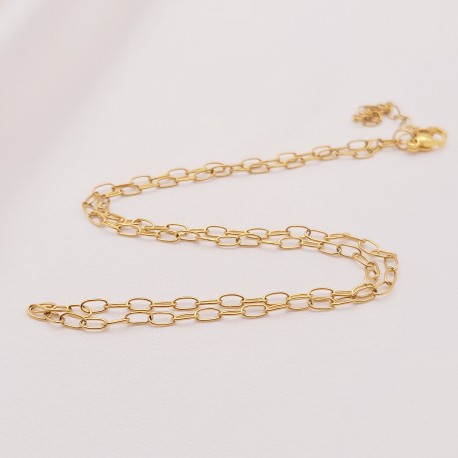 collier chaine trombone laiton 18kt 45cm
