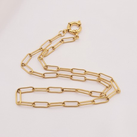 collier chaine trombone laiton 18kt 40cm