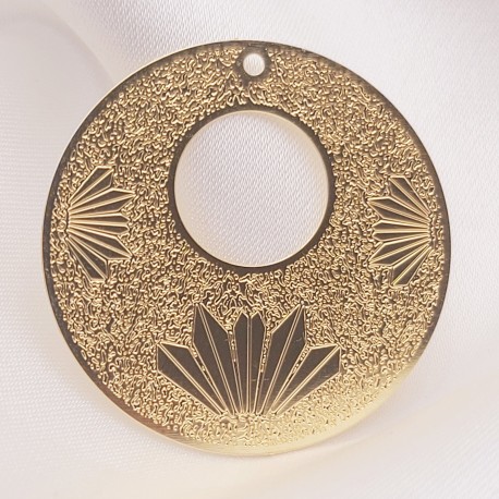 2 Estampes ronde filigrane brossé fleur 30mm