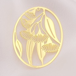 2 Estampes ovale  feuille et fleur  fleur 40x28mm