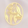 2 Estampes 40x28mm ovale laiton  feuille et fleur