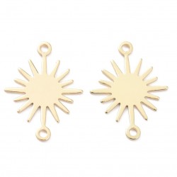 2 Estampes soleil connecteur laiton or 24kt 18x13mm