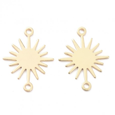 2 Estampes soleil connecteur laiton or 24kt 18x13mm