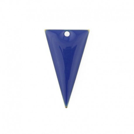 2  sequins émaille triangle inversé bleu roi  laiton inversé reversible 22x12mm