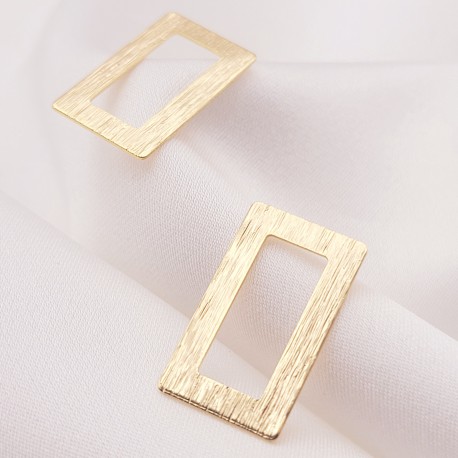 2 anneaux connecteur laiton brossé plaqué or rectangle 22x13mm