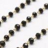 40CM chaine laiton perle facette noire 2.5mm