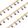 chaine émaillée  laiton plaqué or  goutte  émaillé noire   x40cm
