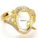 1 bague ajustable laiton plaqué or  ovale 24kt