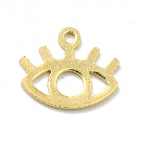 10 Breloques laiton plaqué or 24kt oeil