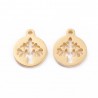 2 Breloques acier arbre de vie or 24kt 12x10mm