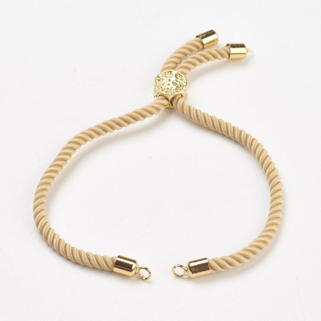 1 bracelet cordon camel  torsadés  arbre de  vie plaqué or 24kt