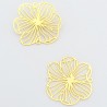 2 Estampes connecteur  laiton doré  fleur  gingko 25mm