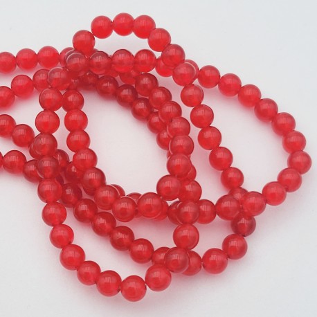 20 perles pierre jade naturelle ronde  rouge grenadine  6mm