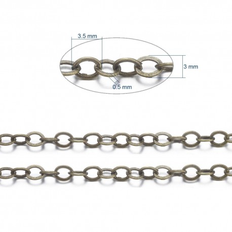 1 mètre CHC025Y : chaine laiton   bronze maillon ovale soudé 3,5x3mm