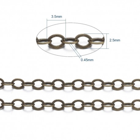 1 mètre ref029 : chaine laiton  bronze maillon ovale soudé 3,5x2.5mm