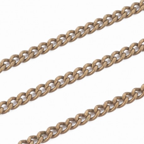 1 mètre  chc103 chaine gourmette  laiton  bronze 3x2mm