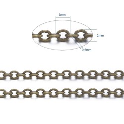 1 mètre CHC027Y : chaine laiton  bronze  ovale soudé 3x2mm