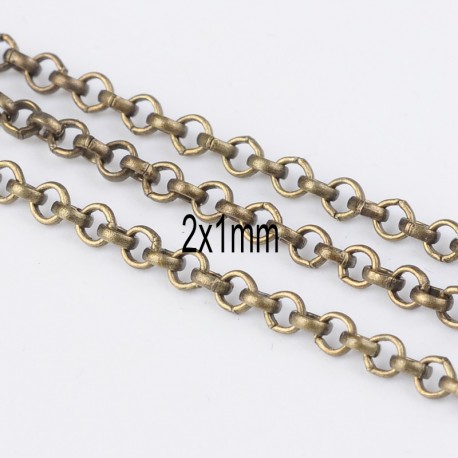 1 mètre  CHS066 de chaine  bronze maillon rond 2x1mm