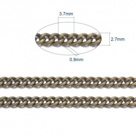 1 mètre  S096  chaine laiton  SOUDÉ  bronze gourmette  3.5x2.5mm