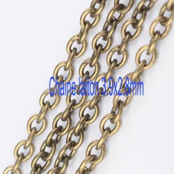 1 metre N0YHW011 chaine laiton soudée bronze 3.9x2.8mm