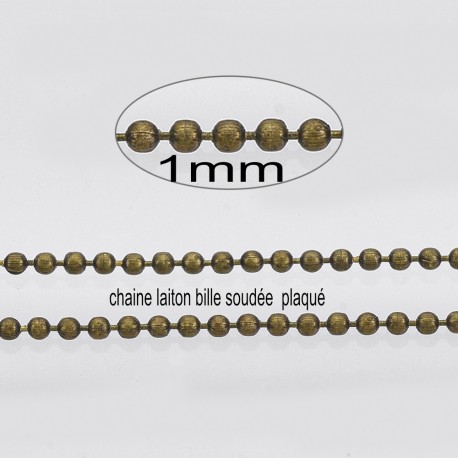 1 mètre  CHC-S008 chaine bronze   laiton bille 1mm
