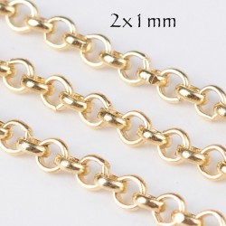 1mètre de chaine 066 doré 24kt maille rond  2x1mm