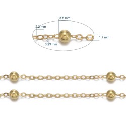 1 mètre de bille et chaine laiton or 2x1.7mm