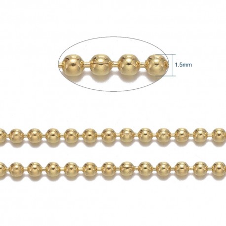 1mètre CH016Y de chaine bille  laiton couleur  doré 1,5mm