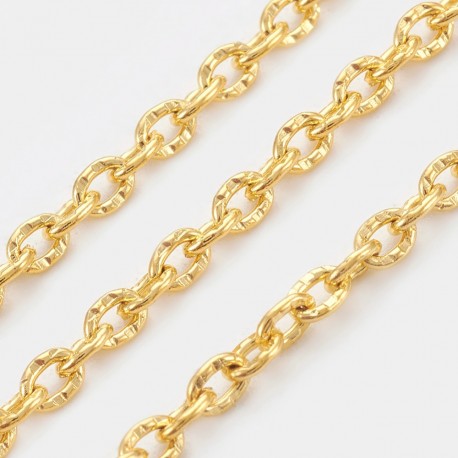 1mètre  5YHS  maillon ovale texturé or 3x2mm
