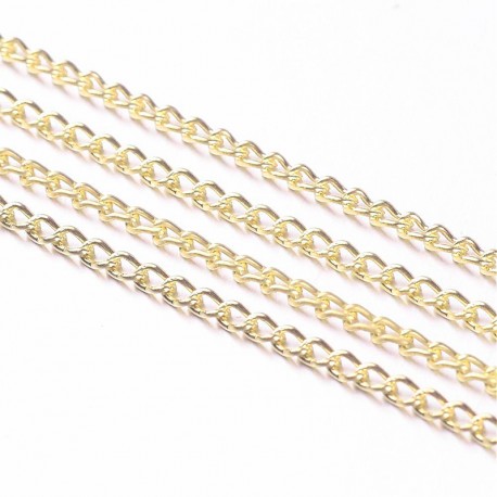 1 mètre  S110C de chaine torsion plat doré  or fin 3x2mm