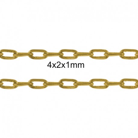 1 mètre de chaine SOUDÉE CH030Y laiton or ovale diamètre 4x2mm