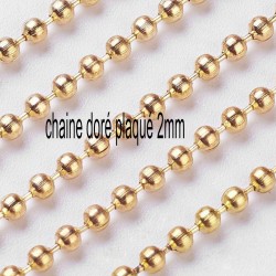 1 mètre CHB002Y de  chaîne boule ronde doré plaqué  diamètre  2mm