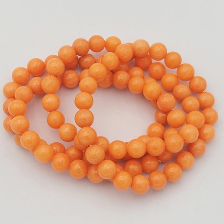 10 perles pierre jade orange melon 8mm rondes
