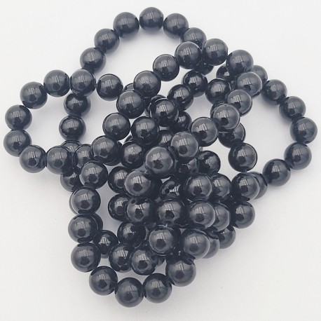 10 perles pierre jade noir  opaque  8mm rondes