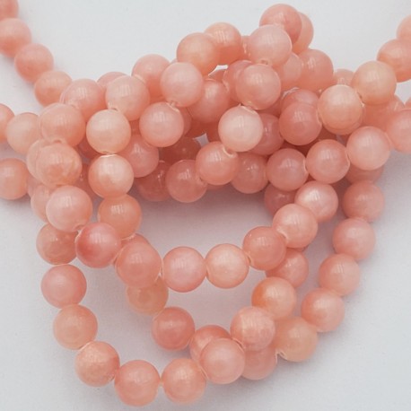 10 perles pierre jade rose poudré  opaque  8mm rondes