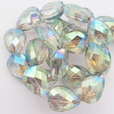 10 perles goutte cristal facettée arc en ciel vert d'eau  14x10mm