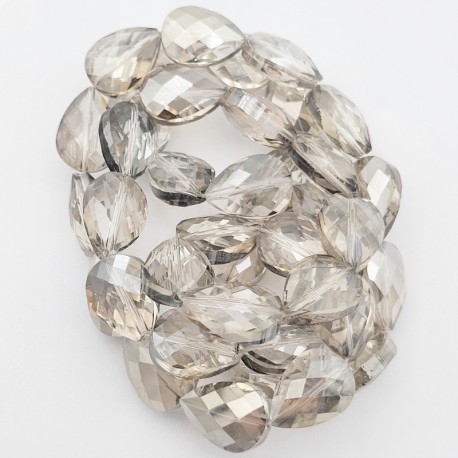 10 perles goutte 13x18mm   de cristal gris  fumé  prisme facettée