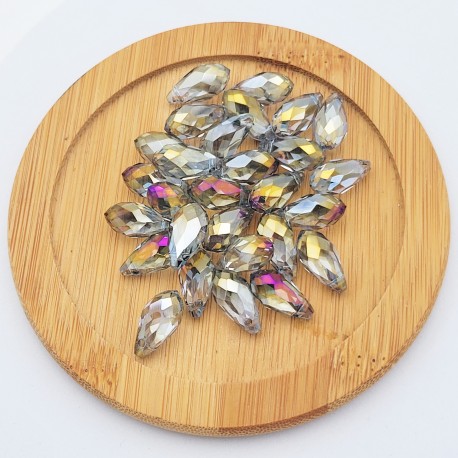 10 Pcs goutte cristal facette prisme multicolore 16x8mm