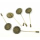 10  supports broche épingle à chapeau  plateau rond bronze 20mm