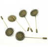 10  supports broche épingle à chapeau  plateau rond bronze 20mm
