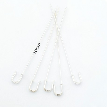x5 fibules broche  laiton plaqué argent  dimension 60mm