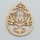5 pendentifs bois forme goutte sculptée esprit ethnique 59x42mm