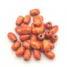 20 perles bois naturel vernies  olivette  motif 10 mm