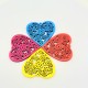 4 pendentifs coeur bois colorés 40mm