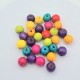30 perles multicolore bois rondes 14mm